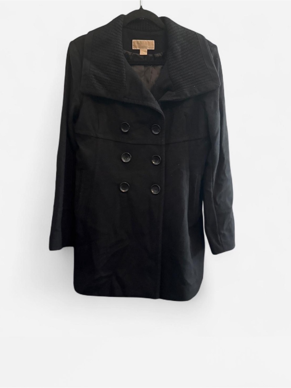 MICHAEL Michael Kors Black Double-Breasted Peacoat preppy cottagecore boho sz 10